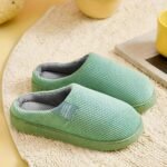 Cozy Striped Slip-On Indoor Slippers - Soft Fabric, Pvc Sole, Round Toe Home Shoes In Multiple Colors, Perfect For Autumn/Winter - Image 8