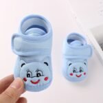 Adorable Cartoon-Faced Baby Walking Shoes For Boys & Girls - Light Blue, Soft Fabric, Non-Slip Sole With Easy Hook-And-Loop Fastener Closure - Perfect For First Steps, All Seasons, Toddler Shoes