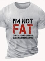 Plus Size Men'S Summer Graphic Tee - "I'M Not Fat, God Gave Me Airbags Because I'M Precious" Print, Casual Crew Neck Short Sleeve T-Shirt, Comfort Fit For Adults And Teens, Casual Streetwear | Playful Text Design | Comfortable Fit Shirt - Image 2