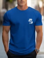 Men'S Casual Surf-Inspired T-Shirt With Palm Tree & "Surf" Print - Short Sleeve, Round Neck, All-Season Comfort, Everyday Tshirt | Surfinspired Design | Comfortable Fit - Image 2