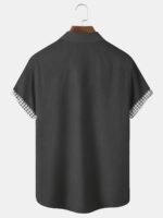 Men'S Casual Short Sleeve Shirt With Plaid Print & Tropical Palm Tree Graphic - Breathable Button-Up Shirt With Pockets, Machine Washable Summer Shirt For Beach & Casual Outings, Plus Size - Image 8