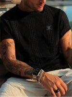 Men'S Plus Size Agyle Print Short Sleeve Shirt - Casual Crew Neck, Lightweight Fabric, Ideal For Outdoor Activities, Great Gift For Family, Plus Size - Image 3