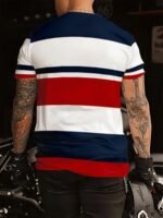 Men'S Color Block Eagle Graphic Print T-Shirt, Short Sleeve Crew Neck Tee, Men'S Clothing For Summer Outdoor - Image 3