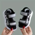 Boys' Summer Sandals - Soft Sole, Closure, Lightweight Pvc Upper & Black Rubber Sole, Casual Beach Shoes For Youngsters