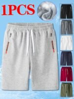 1Pc Men'S Breathable Knit Athletic Shorts With Elastic Waist & Zipper Pockets - Moisture-Wicking Workout Shorts For Running, Gym, Training, Beach - Multi-Color Options, Smooth Texture Fabric - Image 5