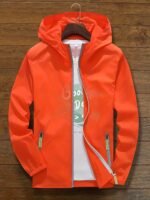 Unisex Summer Hooded Jacket With Reflective Zipper Design, Ultra-Thin Breathable Quick-Dry Windproof Sports Coat For Outdoor Night Running, Cycling, Fishing Sun Protection Top - Loose Fit Hooded Zip-Up Shirt - Image 3