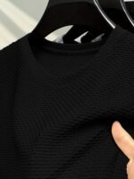 1Pc Men'S Ice Silky Fiber Crew Neck T-Shirt - Breathable Moisture-Wicking Workout Tee, Loose Fit Short Sleeve For Gym & Casual Wear, Lightweight Non-See-Through Fabric - Image 8