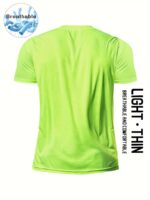 Men'S Quick-Dry Athletic T-Shirt - Neon Green Workout Shirt, Lightweight Moisture-Wicking Gym Top For Running, Training, Casual Wear - Breathable Athletic Apparel, Sleek Design, Lightweight Construction - Image 6