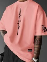 Men'S Summer New Arrival Los Angeles Fashion Line "La" Print Loose Fit Round Neck Short-Sleeve T-Shirt, Ideal For Outdoor Sports, Running, Fitness, Themed Parties, And Casual Outings, Soft Polyester Blend, Machine Washable - Image 8