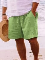 Men'S Summer Casual Shorts With Drawstring Waist - Breathable Straight-Leg Beach Shorts, Loose Fit Solid Color For Casual Attire, Leisure Shorts, Beachwear Essentials, Comfortable Fit - Image 4
