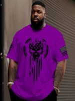1Pc Hxmrby Men'S 3D American Warrior Skull Military Print T-Shirt, Casual Sports Crew Neck Tee, Polyester Knit Fabric With Slight Stretch, Regular Fit For Summer Daily Wear, Plus Size - Image 4