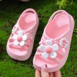 Girls' Summer Sandals With Floral Accents - Breathable Eva Slip-On Beach Shoes, Lightweight Soft Sole For Outdoor Play & Casual Wear, Cute Flower Design In Pink, Purple, Beige, Shoes For Girls, Playful Youngsters Footwear, Cushioned Comfort Insole - Image 6