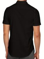 Men'S Casual Polyester Shirt With American Flag Print, Button Front, Lapel Collar, Regular Fit, Woven Fabric, Spring/Summer Top - 100% Polyester, 110Gsm, Plus Size - Image 2