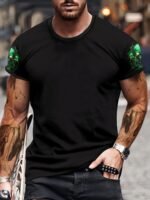 Men'S 3D Skull Graphic T-Shirt - "Fix It All And Let My Demons Play" Print, Comfortable Polyester Blend, Short Sleeve Crew Neck, Casual Summer Outdoor Tee, Casual Summer Tee|Statement Clothing|Polyester Spandex Blend, Plus Size - Image 2