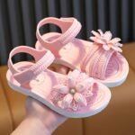 Soft And Comfortable Princess Sandals For Little Girls: Floral Design, Low Heel, And Lightweight Construction - Image 9