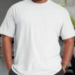 Men'S Plus Size Short Sleeve Crew Neck Solid Color T-Shirt, Stylish Versatile Trendy Top For Summer