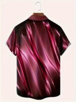 Plus Size Men'S Stripes Graphic Print Shirt For Summer, Fashion Casual Short Sleeve Shirt For Beach Vacation - Image 9