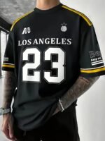 Plus Size Men'S 23 Print Stripes Short Sleeve T-Shirt, Casual Round Neck Breathable Quick Drying Clothes, Plus Size