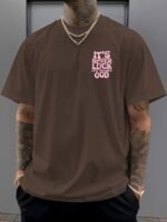 Men'S Vintage " It'S Never Luck "Print Short Sleeve Crew Neck Casual Sports T-Shirt, Polyester Versatile Top For Summer - Image 9
