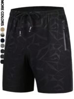 Men'S Camo Pattern Quick-Dry Athletic Shorts - Breathable, Elastic Waistband With Drawstring, Zippered Pockets For Running, Gym, Cycling & Hiking, Hiking Apparel | Camouflage Shorts | Zippered Pockets - Image 4