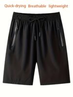 Plus Size Men'S Casual Elastic Drawstring Plain Color Sports Short Pants, Oversized Running Fitness Shorts Quick-Drying Breathable - Image 10