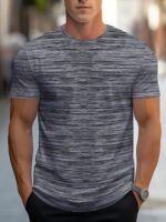 Men'S Lightweight Ice Sliky Fiber Fabric Quick-Dry T-Shirt - Blue & Black Striped, Breathable & Moisture-Wicking, Loose Fit For Running, Gym, Outdoor Activities, Travel, And Casual Wear, Gym Apparel | Striped Tshirt | Quickdry Fabric - Image 2