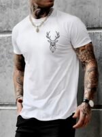 Men'S Casual Short-Sleeve T-Shirt With A Moose Antler Print - Image 5