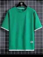 Men'S Waffle Solid Color Fake Two-Piece Design Solid Color Round Neck T-Shirt, Summer Casual And Comfortable T-Shirt, Daily Gym Exercise Running Men'S Top - Image 6