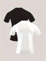 Men'S Casual Black & White Lion Graphic T-Shirt - Short Sleeve, Round Neck, Comfortable Polyester Blend, Summer Style, Versatile For Casual Attire, Everyday Tshirt | Graphic Tee | Durable Print - Image 5