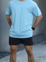 One Piece Plus Size Men'S Solid Short Sleeve Sports T-Shirt, Casual Fashion Tee With 3-Position Print 520, Plus Size - Image 8