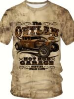 Men'S Plus Size T-Shirt With Vintage Car 3D Print, Fashionable Retro Style Tee - Image 4