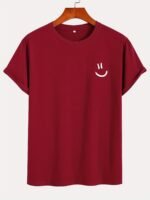 Men'S 100% Cotton White T-Shirt With Joyful Face Print - Minimalist Round Neck Short Sleeve Casual Casual Attire, Soft Breathable Fabric, Left Chest Joyful Face Design, Minimalist White Tee For Men, Versatile For Casual & Formal Outfits, Hand Washable, Regular Fit, Plain White With Joyful Face Graphic, Smooth Texture, No Stretch Fabric, Basic Style For Layering, Suitable For Casual Attire, Round Neck T Shirt For Men, T Shirt For Men High Quality, Funny T Shirts, - Image 10