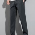 Men'S Plus Size Casual Joggers - Comfortable, Versatile Sports Pants For Spring/Summer, Solid Color With Zipper Detail, Commuting, Plus Size, Loose Fit, Plus Size