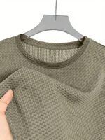 1Pc Men'S Ice Silky Fiber Crew Neck T-Shirt - Breathable Moisture-Wicking Workout Tee, Loose Fit Short Sleeve For Gym & Casual Wear, Lightweight Non-See-Through Fabric - Image 4