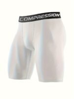 Men'S Quick-Dry Compression Shorts - Athletic Tight Fit With Elastic Waistband, Breathable Polyester Blend, Ideal For Basketball, Running & Training, Black, Plus Size - Image 5