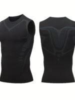 Men'S Geometric Print Compression Tank Top, High Stretch And Skinny Fit Sports Vest, Moisture Wicking And Quick Dry Active Top For Training, Basketball And Fitness Wear - Image 9