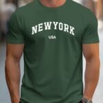Men'S Stylish Casual Short-Sleeve T-Shirt With A New York Usa Graphic Print, Comfortable And Versatile.