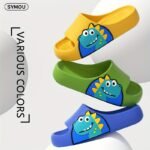 Kids' Non-Slip Slip-On Slippers - Lightweight Cushioned Bathroom Shoes With Soft Eva Sole, Quick-Dry Indoor/Outdoor House Shoes For Boys & Girls, Beach, Park, Home - Easy Slip-On Design (Blue/Green) - All-Season Use, Park Footwear, Playful Design, Breathable Material, Footwear, Family Footwear - Image 2