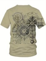Hxmrby Men'S 3D Compass & Nautical Graphic T-Shirt - Light Green Casual Short Sleeve Tee With Digital Print, Breathable Summer Outdoor Shirt, Machine Washable Regular Fit, Sea T Shirt, Everyday Fashion, Modern Design, Durable Material, Printed Top, Urban Style, Plus Size - Image 4