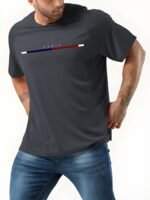 Plus Size Summer T-Shirt With Paris Print, Men'S Short Sleeve Tees For Outdoor Daily Life, Casual Trendy Tops For Big & Tall Guys - Image 4