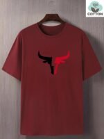 Men'S 180Gsm Heavyweight 100% Cotton T-Shirt With Bull Head Graphic Print - Beige & Black Casual Round Neck Short Sleeve Summer Tee For Bull Riding, Western Style Casual Attire, Machine Washable, Dry Cleanable, Relaxed Fit, Bullfighting Design, Breathable Fabric, Ideal For Casual Outings & Themed Events, Adult Men'S Fashion, Regular Fit, Bold Bull Head Graphic, Comfortable For Summer Wear, Plus Size - Image 6