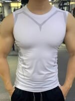 Men'S Geometric Print Compression Tank Top, High Stretch And Skinny Fit Sports Vest, Moisture Wicking And Quick Dry Active Top For Training, Basketball And Fitness Wear - Image 6