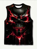 Men'S Plus Size Skull Graphic Print Tank Top - Breathable Sleeveless Workout Shirt For Gym, Basketball & Summer Training, Casual Round Neck Design, Gym Tank Top, Plus Size - Image 7