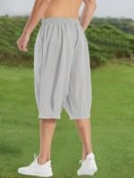 Plus Size Men'S Solid Harem Drawstring Shorts For Summer, Trendy Casual Outdoor Sports Oversized Shorts For Males - Image 6