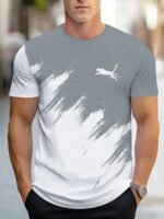 Men'S Fashion Casual Crew Neck T-Shirt With 3D Geometric Print Pattern, 100% Polyester Knit Fabric, Regular Fit, Slight Stretch - Casual Style Tee - Image 3