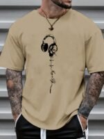 Men'S Music Print Short Sleeve T-Shirts, Comfy Casual Elastic Crew Neck Tops, Men'S Clothing - Image 2