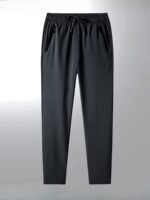 Men'S Solid Track Pants With Zipper Pockets, Active Drawstring Pants For Outdoor Activities Gift - Image 8