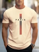 Men'S Sports Top With A Paris Letter Pattern Print - Image 3