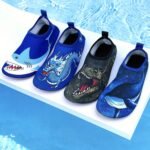 Boys Girls Anime Print Quick-Drying Non-Slip Water Shoes, Lightweight Slip-On Beach Aqua Socks, Summer