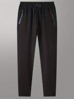 Men'S Casual Fashion Pants - Ultra-Light, Breathable Polyester, Plus Size Available, Solid Color With Zip Detail, Machine Washable - Perfect For Spring/Summer, Plus Size Pants, Plus Size - Image 9